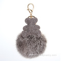 Full Rhinestone South Korea Velvet Bear Fur Pom Keychain